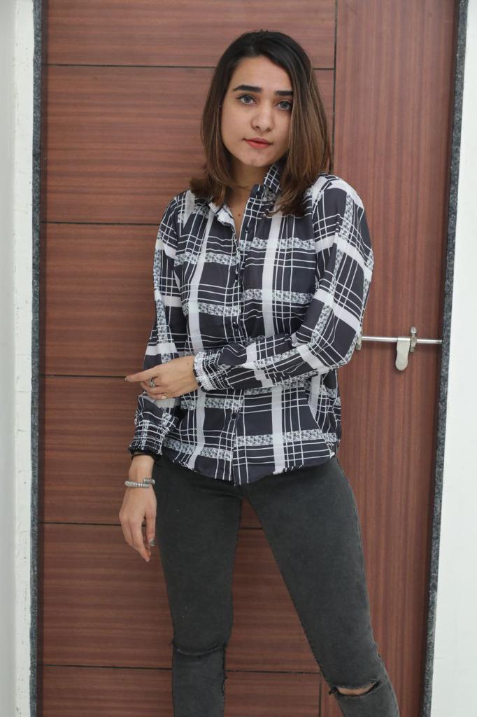 Beautiful cheeks Printed Ladies Shirt's Western Catalog 